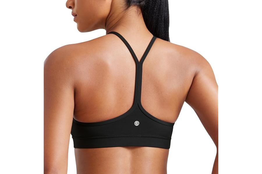CRZ YOGA Butterluxe Y Back Sports Bras | Light Support, Removable Pads, Yoga, Extremely Soft, Scoop Neck, Spaghetti Strap, for Women