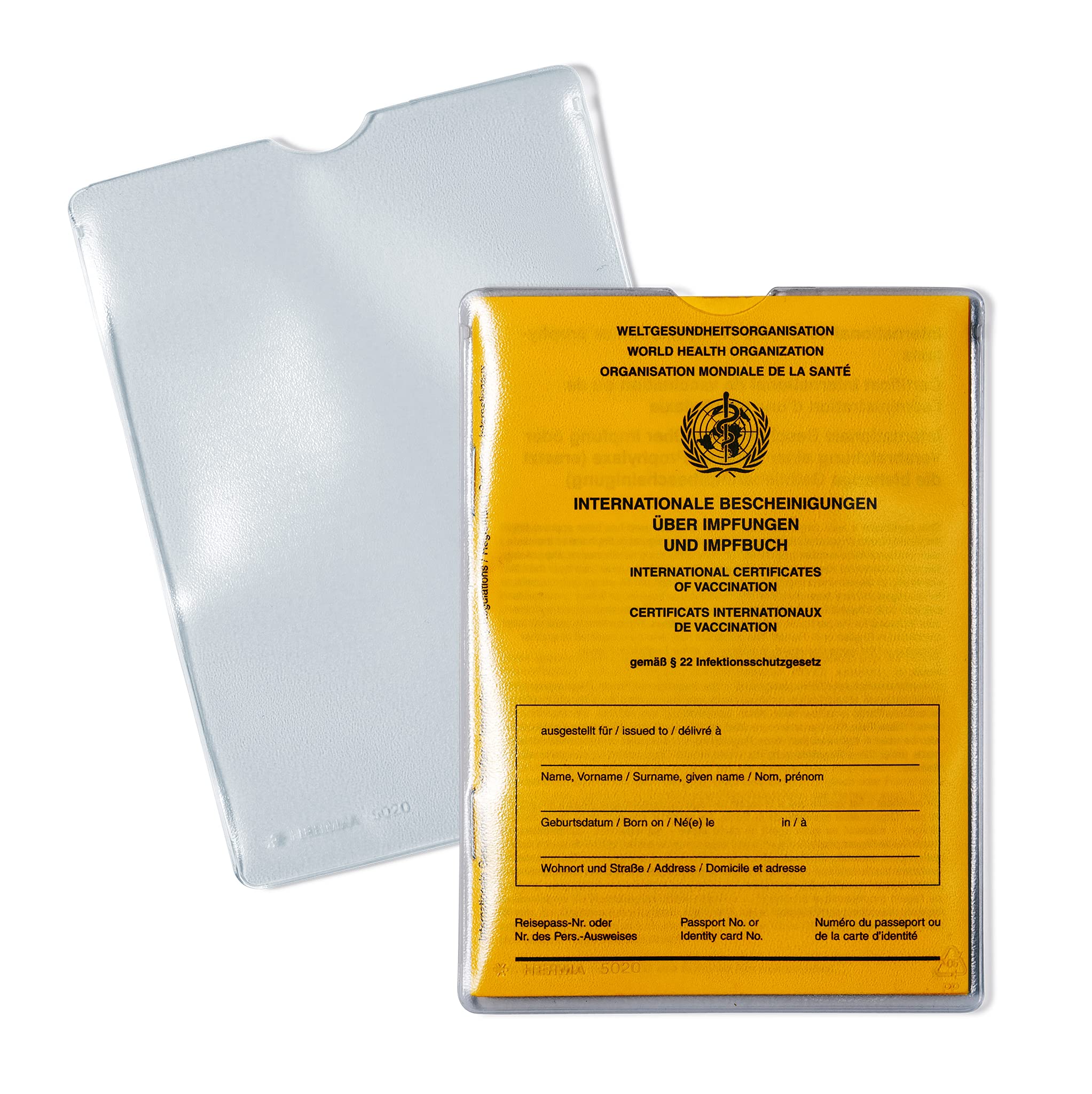 HERMA 5020 Transparent ID Cover, 25 Card Sleeves, Vaccination Certificate Cover for New Vaccination Card, Vaccination Book, ID Holder for Protection for Tickets and Children's IDs, Transparent Plastic
