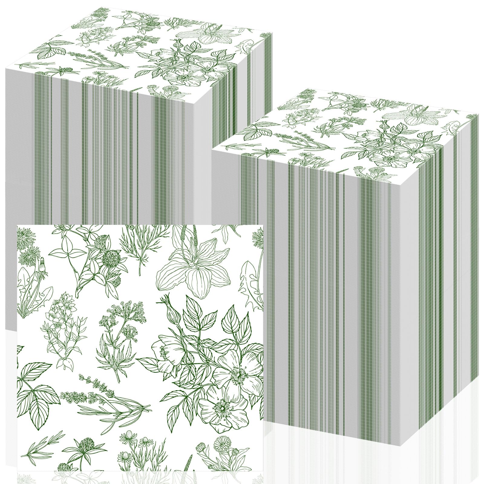 Photo 1 of 200 Pcs Sage Green Floral Paper Napkins Bulk Disposable Guest Hand Towels for Bathroom Green and White Cocktail Dinner Napkins for Wedding Bridal Shower Baby Shower Birthday Table Party Supplies
