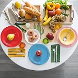 PARTY GO 9 Inch Multi Color Cloth? Paper Plates 50 Pack Red Yellow Green Blue view 4