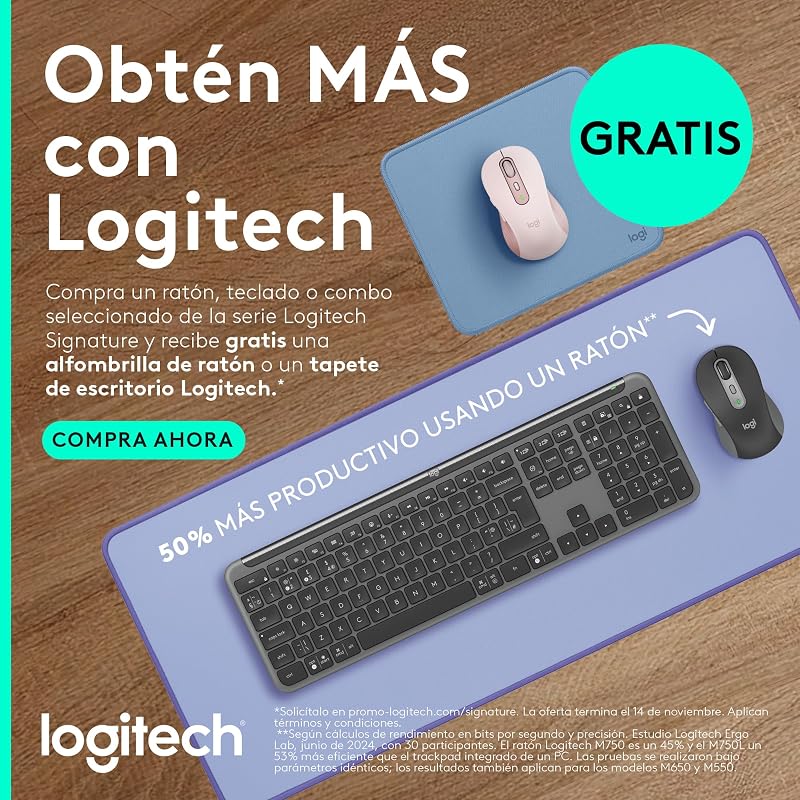 Signature M650 L ratón inalámbrico de tamaño Normal (Grafito)