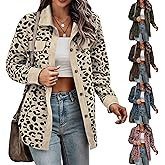 Tednrk Womens Corduroy Shacket Jacket Casual Leopard Print Button Down Long Sleeve Shirt Jackets 2025 Fall Outfitsll Coats