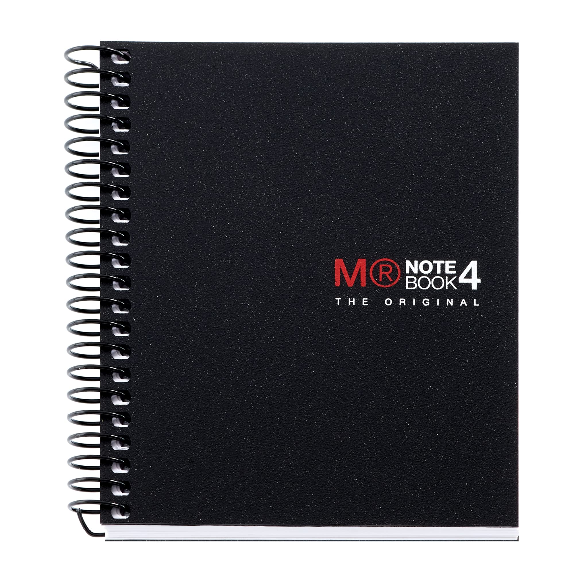 MIQUELRIUS – Microperforated Spiral Notebook, Polypropylene Cover, Size A7 74 x 105 mm, No Drills, 100 Sheets of 70 g/m2 and 4 Colour Stripes, 5 mm Grid, Black