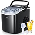 ecozy Portable Ice Maker Countertop, 9 Cubes Ready in 6 Mins, 26 lbs in 24 Hours, Self-Cleaning Ice Maker Machine with Bags/S