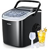 ecozy Portable Ice Maker Countertop, 9 Cubes Ready in 6 Mins, 26 lbs in 24 Hours, Self-Cleaning Ice Maker Machine with Bags/S