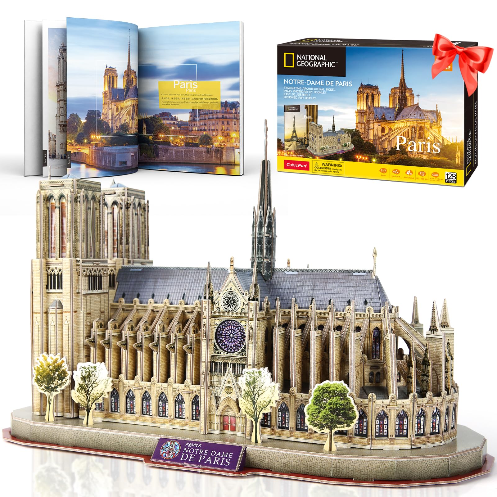 Photo 1 of CubicFun 3D Puzzles for Adults Notre Dame de Paris Model Kits 128 Pieces, Puzzle for Kids Ages 8-14 Arts and Crafts Birthday Gifts for Kid Ages 8-12