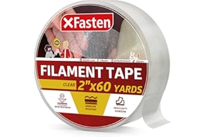 XFasten Heavy Duty Filament Tape 2 Inch by 60 Yards Reinforced Packing Tape, Extreme Fiberglass Reinforced Cross Strapping Ta