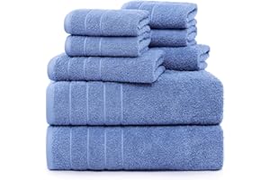 Casa Platino Towel Set 8 Piece, Soft Bathroom Towel Set, 2 Large Bath Towels(30"x 60"), 2 Hand Towels for Bathroom & 4 Washcloths, 100% Ring Spun Towels for Bathroom, Towel Set - Cerulean Blue
