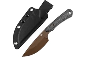 KANSEPT KANSPET Flank Fixed Blade Knife, 3.69" Rose Gold Coated Sharp D2, Black Micarta Ergonomics Handle, Adjustable Kydex Sheath for EDC Hunting Survival Camping G006A3