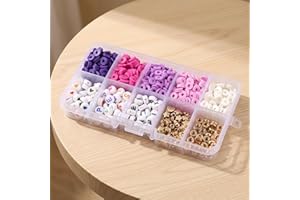 1120 Pcs Clay Beads Bracelet Making Kit, 4 Color Flat Round Polymer Clay Beads, Friendship Bracelet Necklace Earring Jewelry 