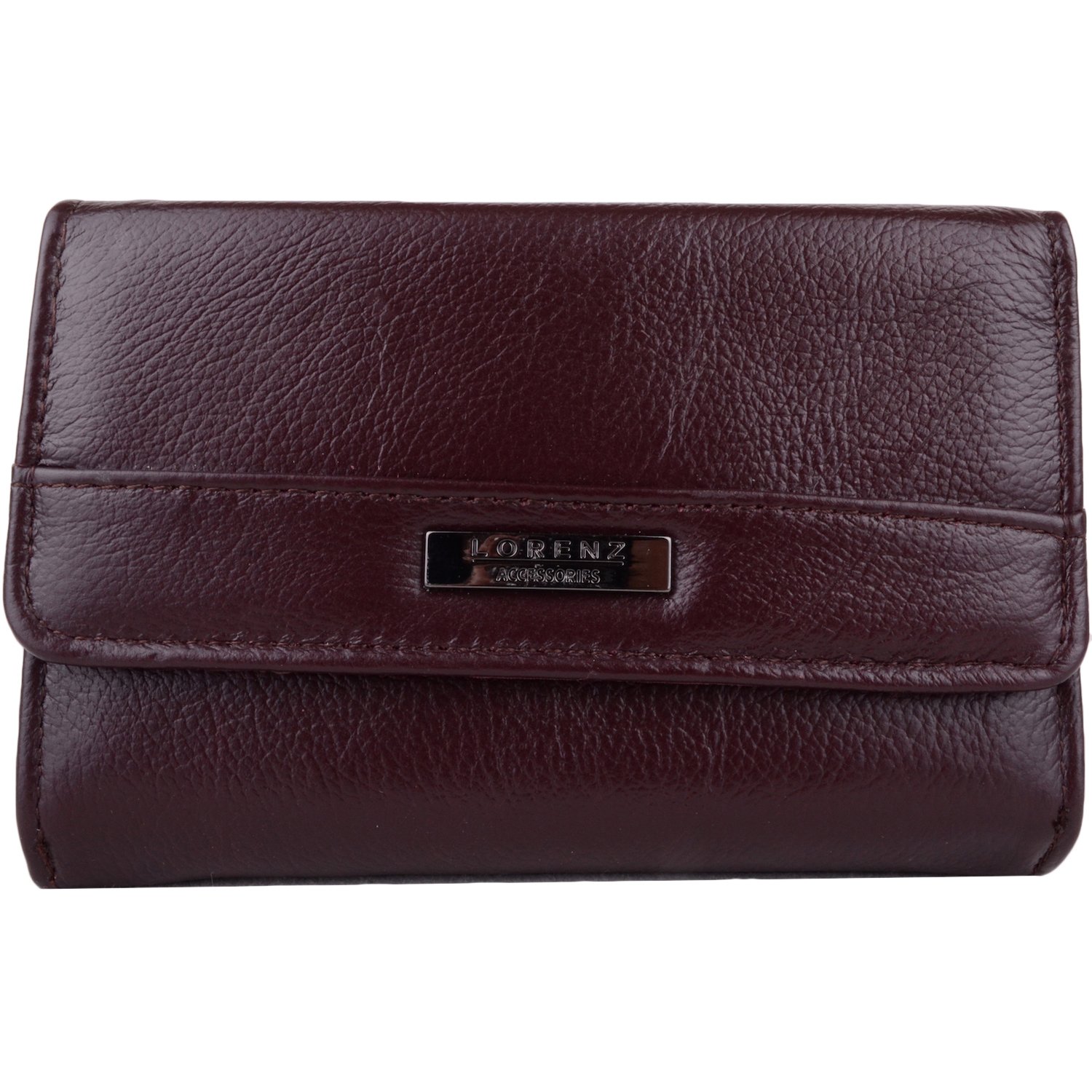 Womens Soft Leather Tri-Fold RFID Protected Money/Coin Holder/Pouch/Purse - Purple