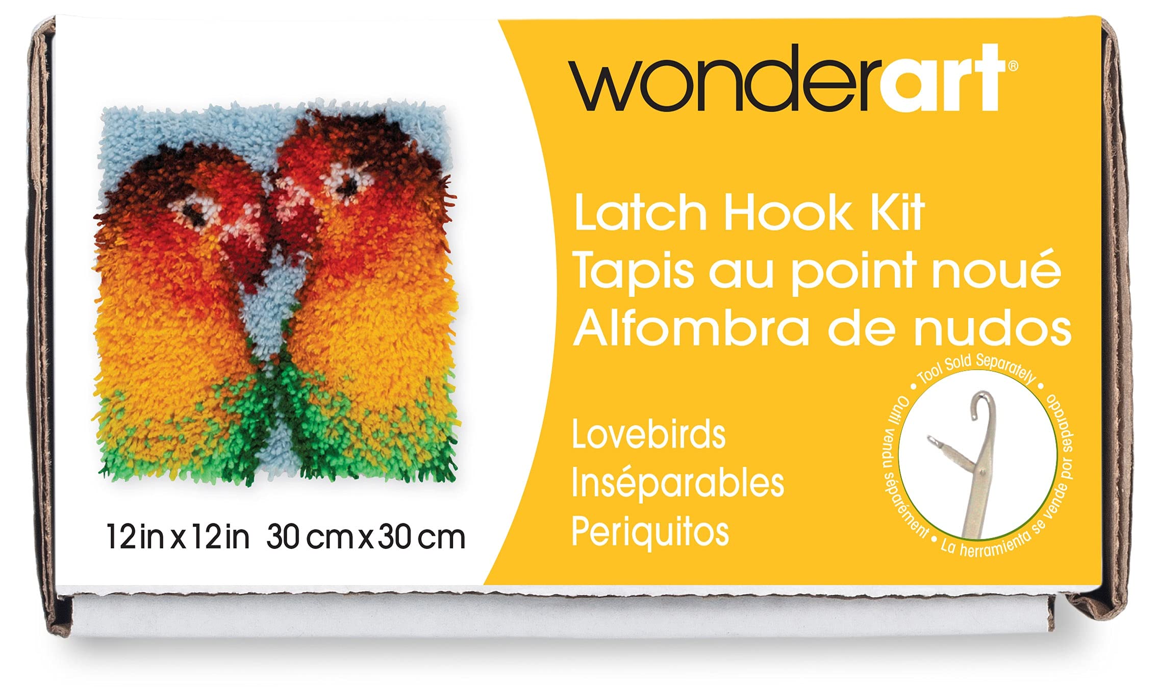 Spinrite Acrylic Blend Wonderart Latch Hook Kit 12-inch x 12-inch, Lovebirds