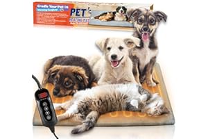 BRIVENNOR Cat Dog Heating Pad, 11 Adjustable Temperature Pet Heated Mat 28x16in with 24h-Timer, Waterproof, Chew Resistant Cord, Indoor Outdoor Electric Pads for Dogs