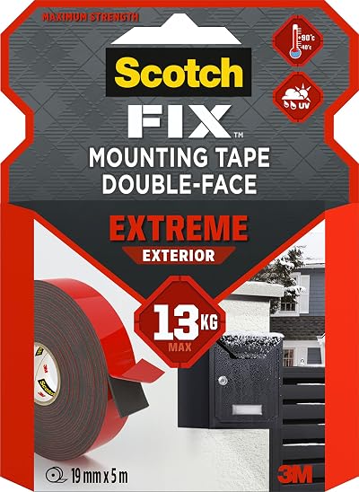 Scotch FIX Double-Sided Exterior Mounting Tape 19mm x 5m 13kg Hold