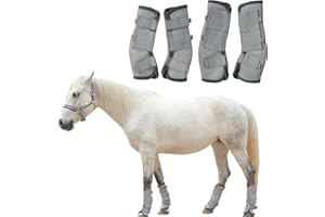 TARFEPA Adjustable Horse Fly Boots Set of 4, Equine Leg Protection Reduce Stomping, Breathable Mesh Fly Boots for Horses, Horse Leggings Leg Guards