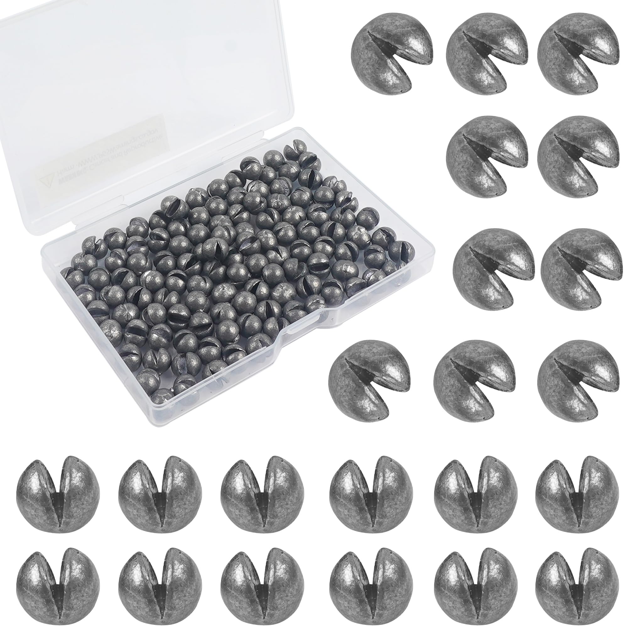 Photo 1 of Removable Split Shot Weights Fishing Weight Sinker Slip On Fly Fishing Line Sinkers Freshwater Saltwater Round Lead Sinking Egg Sinkers Fishing Drop Shot Sinker Fish Tackle 3.0g 60pcs