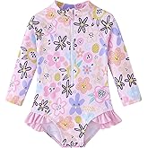 UMELOK Baby Girls One Piece Swimsuit Infant Bathing Suit Long Sleeve Rash Guard Swimwear with UPF 50+ Sun Protection