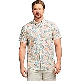 Izod Mens Saltwater Dockside Chambray Short Sleeve Button Down Shirt
