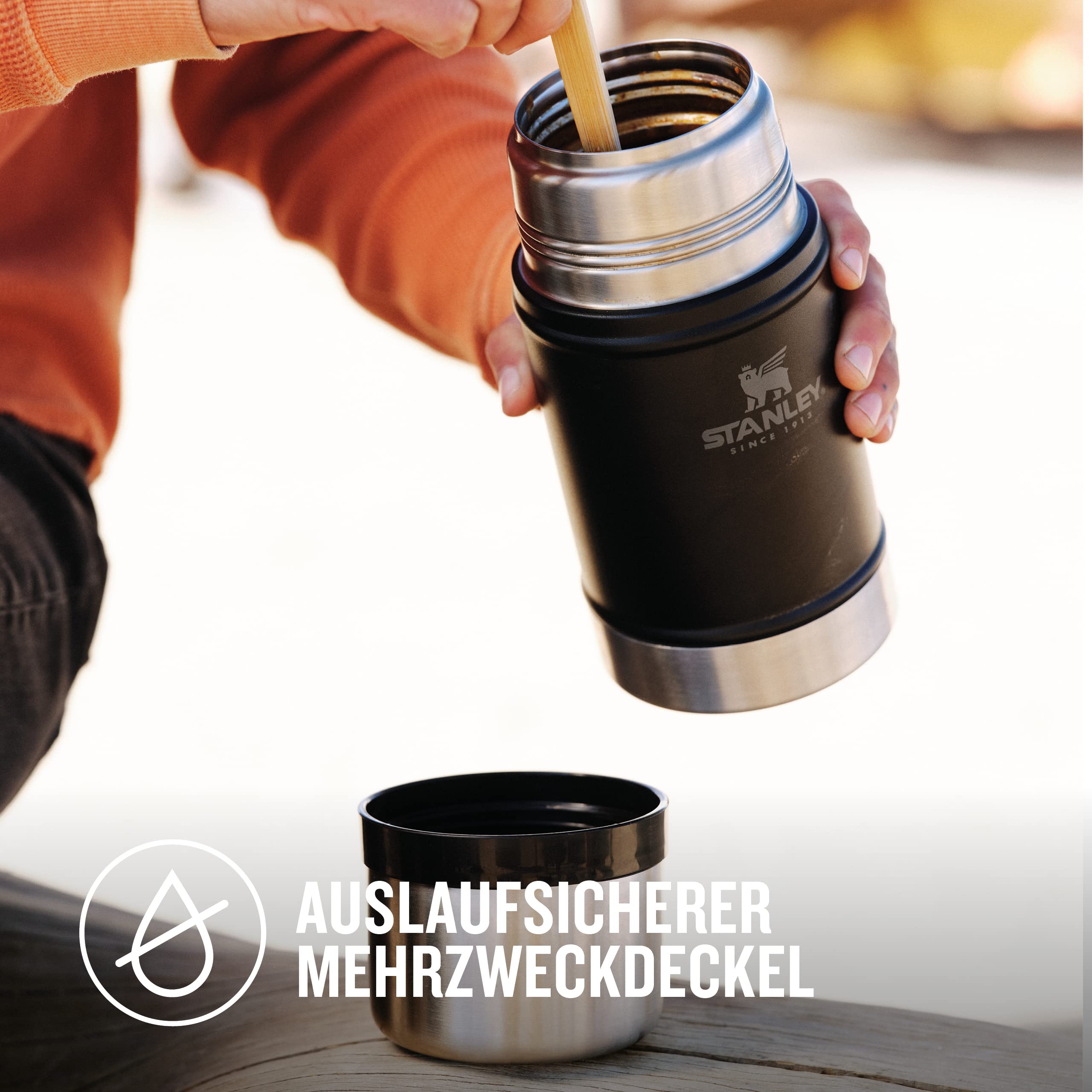 STANLEY 1913 Classic Legendary Thermobehälter Für Essen 709 ml - Hält 15 Stunden Heiß Oder 18 Stunden Kalt - Edelstahl Warmhaltebehälter - BPA-Frei - Spülmaschinenfest - Matte Black 4