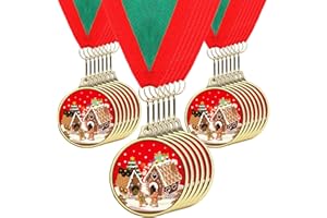 Cholemy 20 Pcs Christmas Trophies 2" Contest Award Christmas Medals Winter Holiday Contest Trophy for Winner First Place Participation Prizes Xmas Party Gift