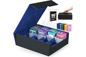 ENTUMO 4-Row【3200+】 Trading Card Storage Box, Card Organizer Holder With 50 Sleeves & 24 Dividers, Case Fit for Mtg Tcg Magic Commander Deck Playing Cards, Deck Box for Sport Card