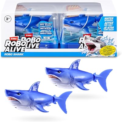 Robo Alive Water Activated Shark 2 Pack Blue by ZURU – Realistic Swimming