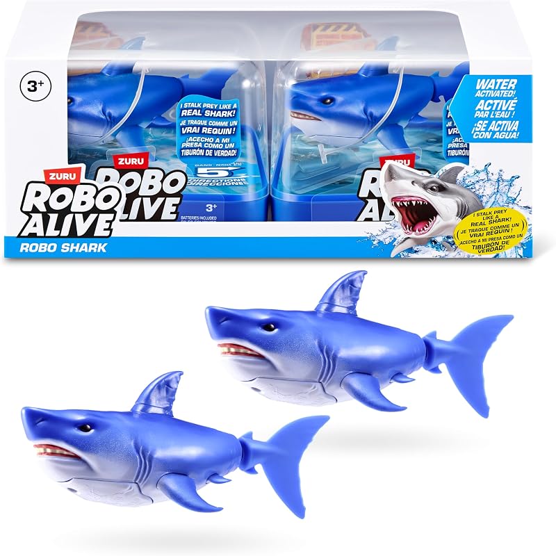 Robo Alive Water Activated Shark 2 Pack Blue by ZURU – Realistic Swimming