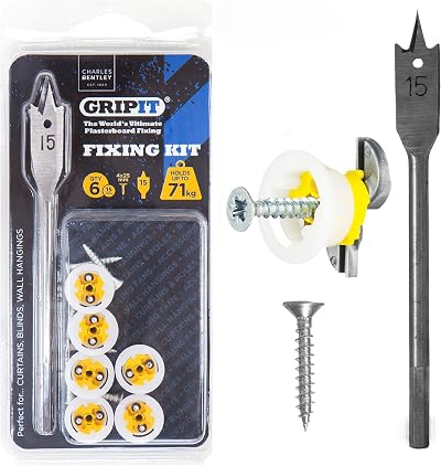 Gripit Yellow Heavy-Duty Plasterboard Fixings Pack 6 Holds 71kg Curtain Blind