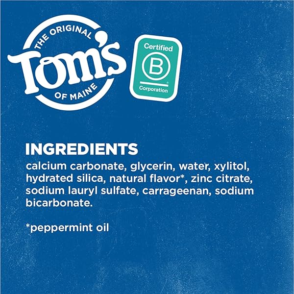TOM’S OF MAINE FLUORIDE-FREE ANTIPLAQUE & WHITENING NATURAL TOOTHPASTE, PEPPERMINT, 5.5 OZ. (PACK OF 2)