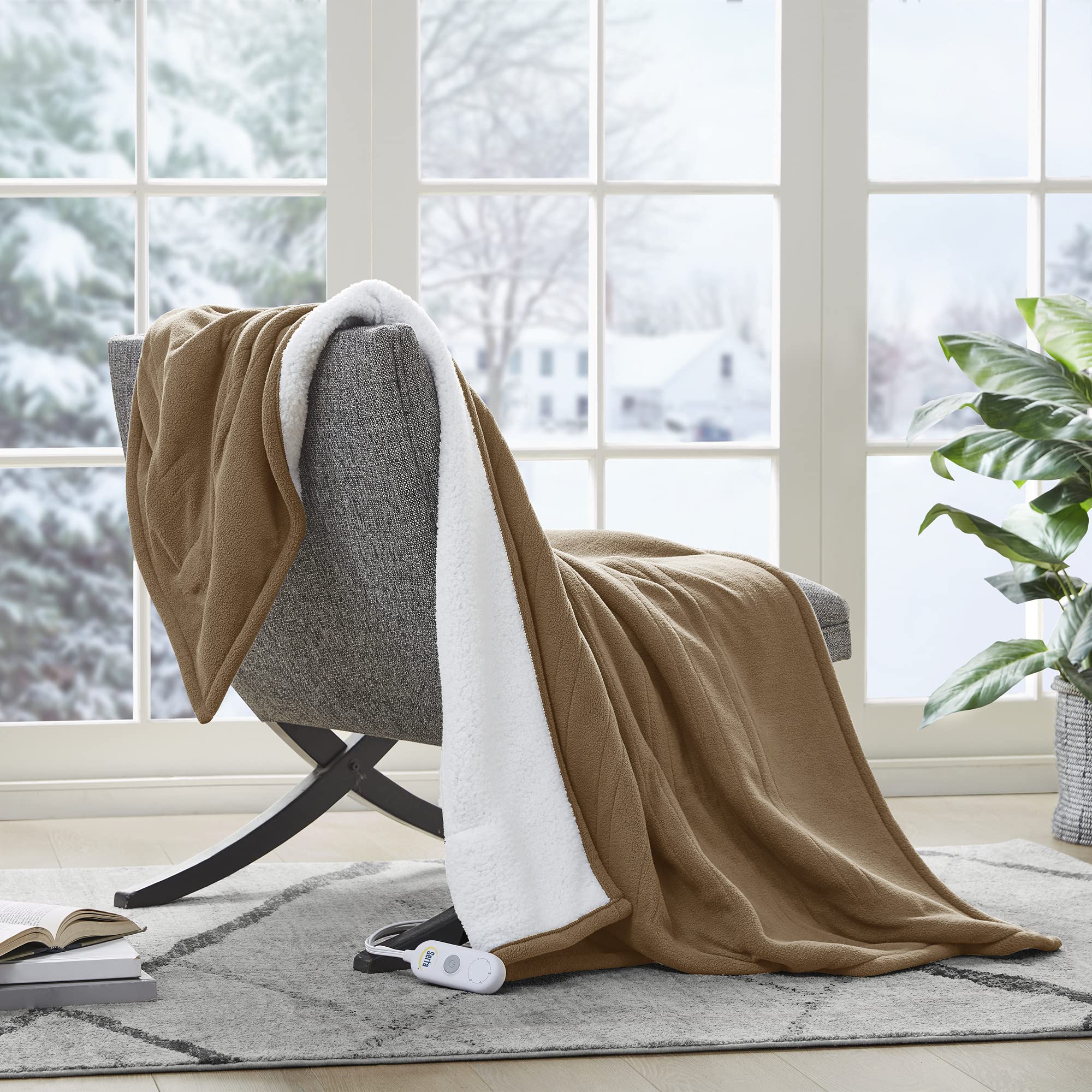 Serta Heated Throw Blanket - Reversible Fleece to