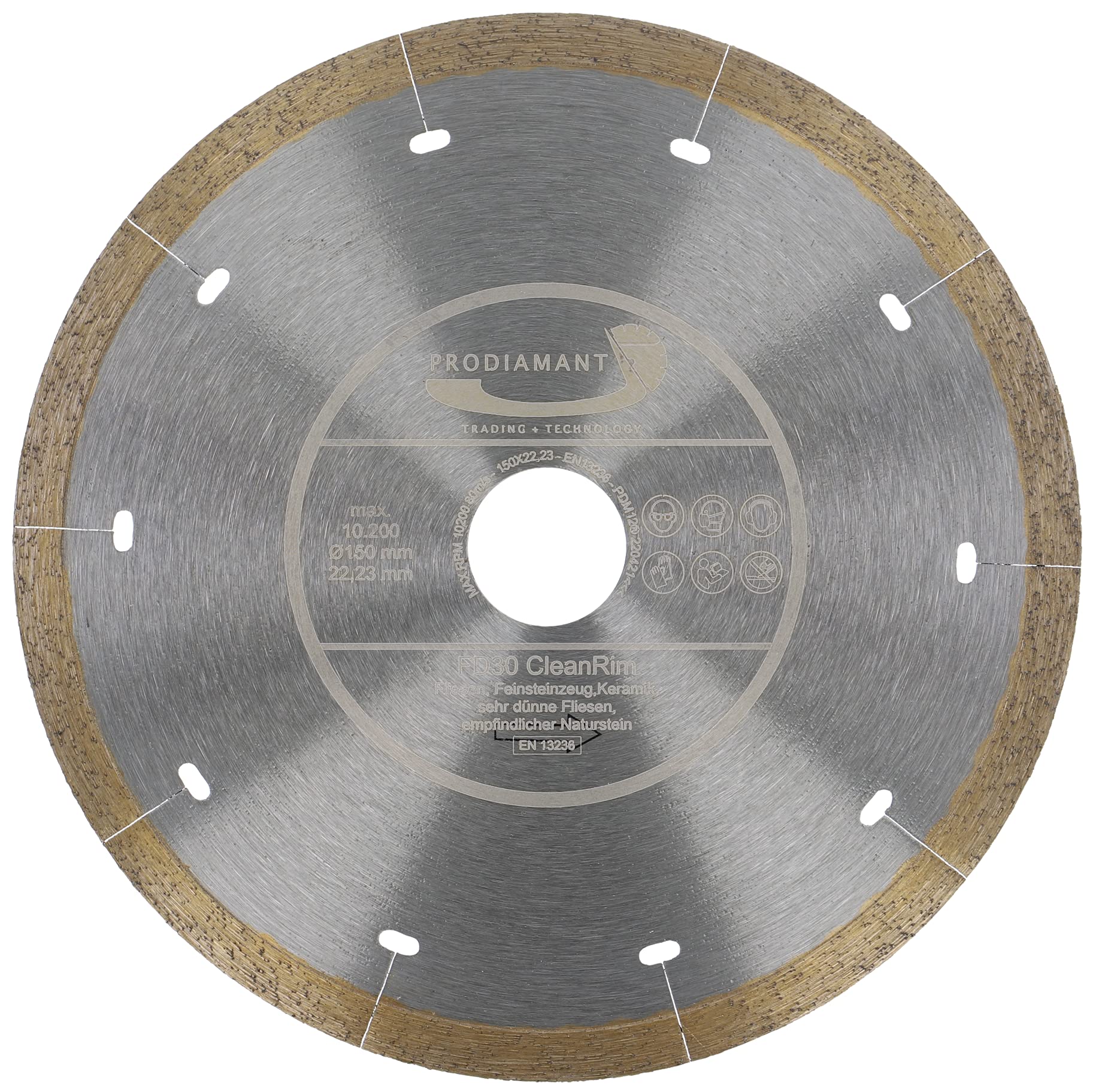 PRODIAMANT FD30 CleanRim diamond tile disc 6" 150 mm for thin porcelain stoneware, large format, natural stone marble slate and granite