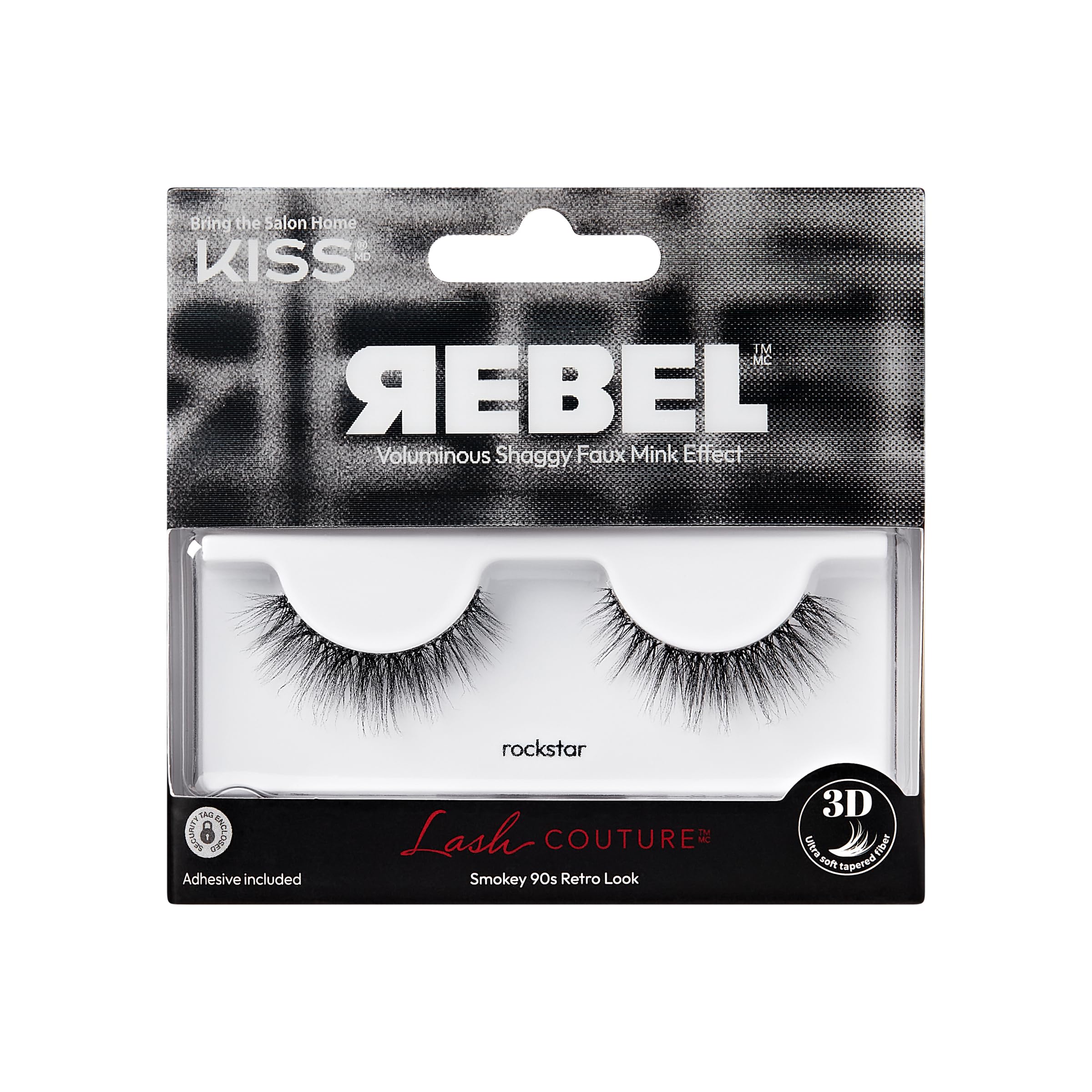 KISS Lash Couture Rebel Collection False Eyelashes Single Pack, rockstar, 1 Pair
