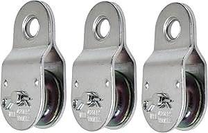 Elitexion Fixed Single Pulley Block Wheel, Pulley Roller Loading 420 Lbs. – Pack of 3