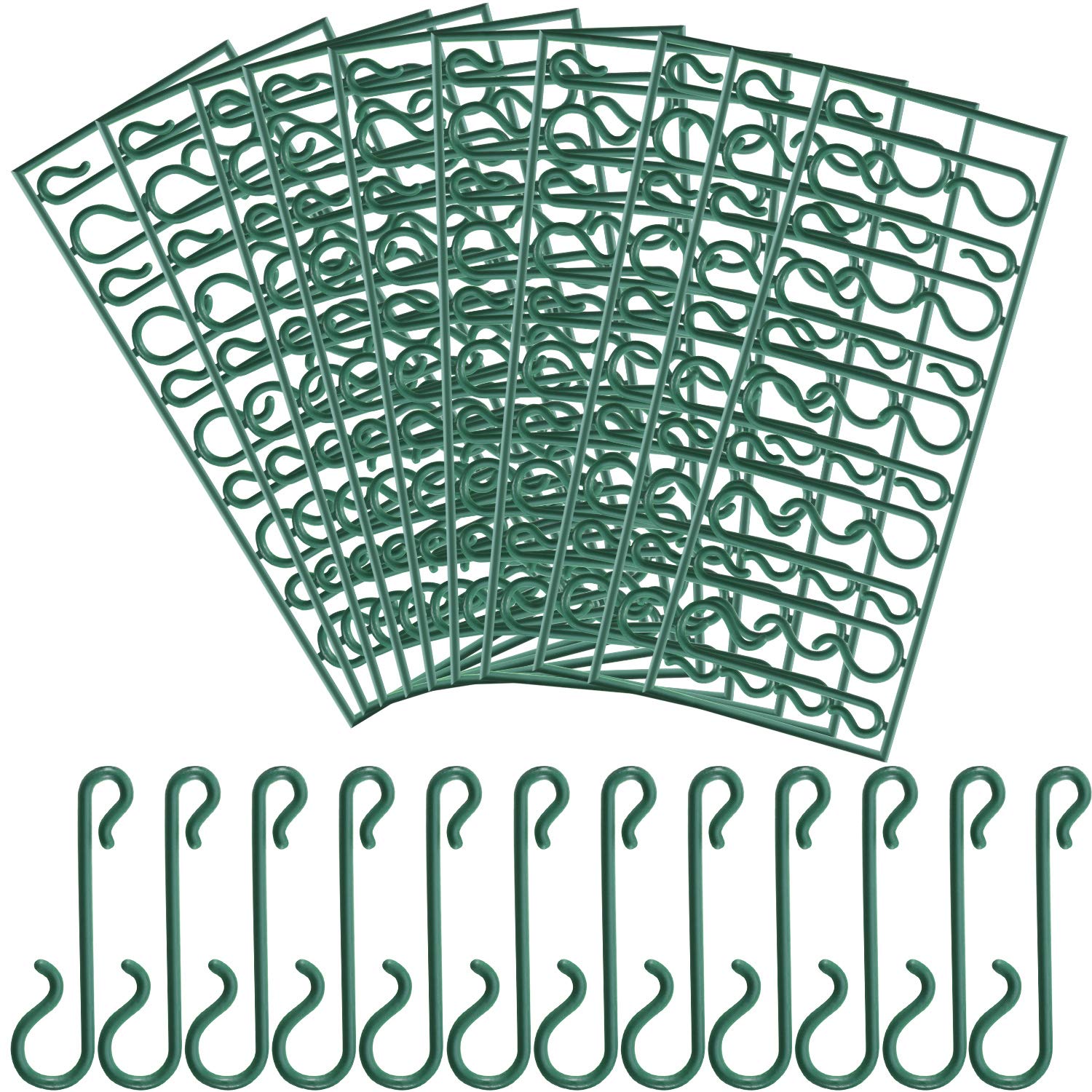 Pangda 100 Pcs Christmas Tree Hooks Bauble Hooks Green Plastic Ornament Mini Hangers for Christmas Tree, Wreath, Xmas Vine