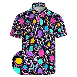 Xdceu Men’s Golf Polo Shirts Retro 80s Print Mens