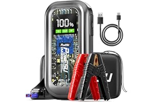 POWESU Portable Car Battery Jump Starter - 1500A Peak 12800mAh (Up to 7.5L Gas or 6.0L Diesel Engine) 12V Auto Battery Booster Portable Power Pack with Indicator Light Jumper Cables, QC 3.0 and LED Light