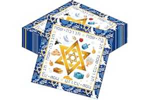 Deorfuy Hanukkah Disposable Napkins Party Decorations, 50PCS Chanukah Paper Napkin Decoration, Jewish Hanukkah Tableware Decor with Menorah and Star of David