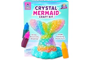 STEM Mermaid Crystal Growing Kit for Kids - DIY Crystal Chemistry Set, Science & Art Craft Project for Girls Ages 7+, Birthda