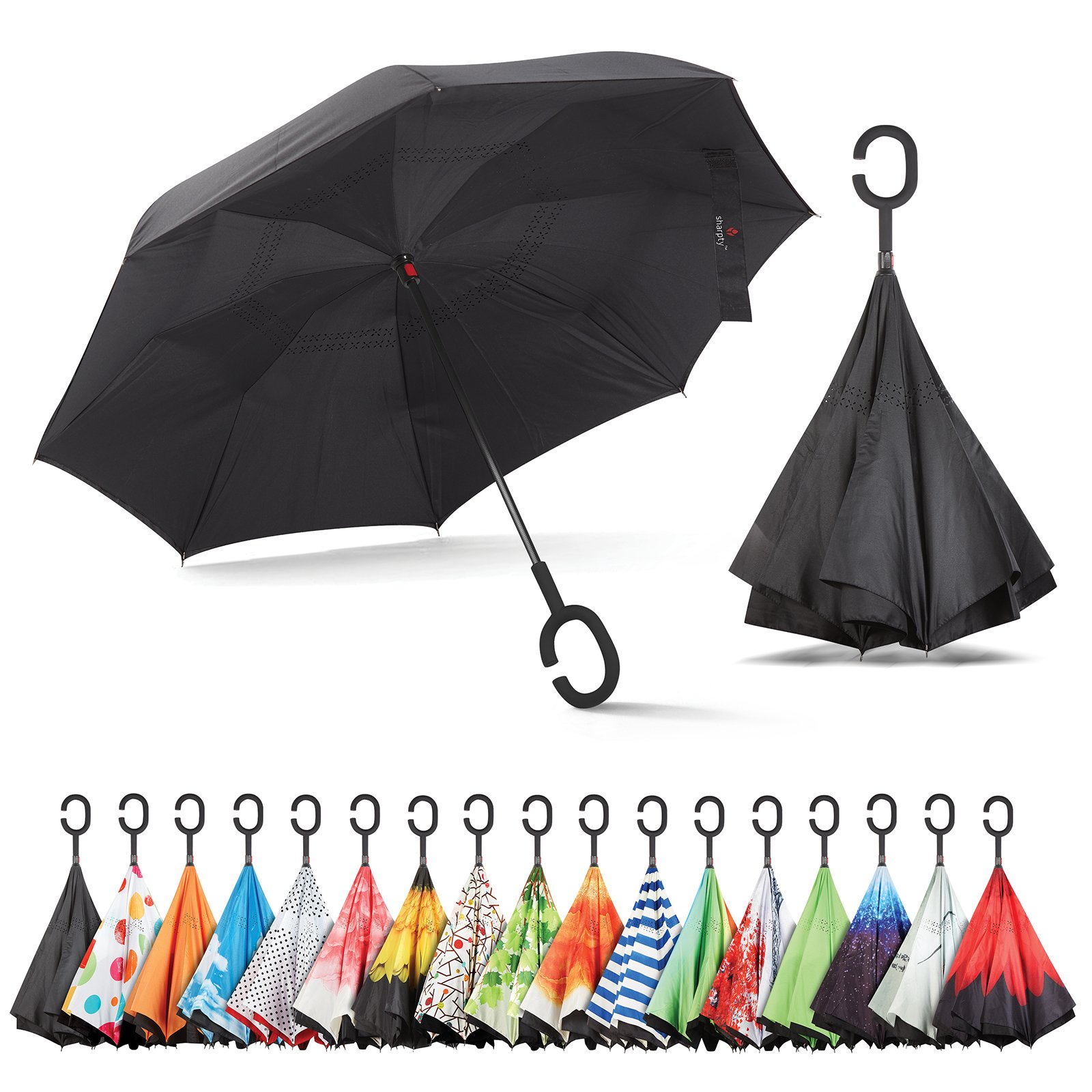 Sharpty Inverted Umbrella, Umbrella Windproof, Reverse Umbrella, Umbrellas for Women with UV Protection, Upside Down Umbrella with C-Shaped Handle
