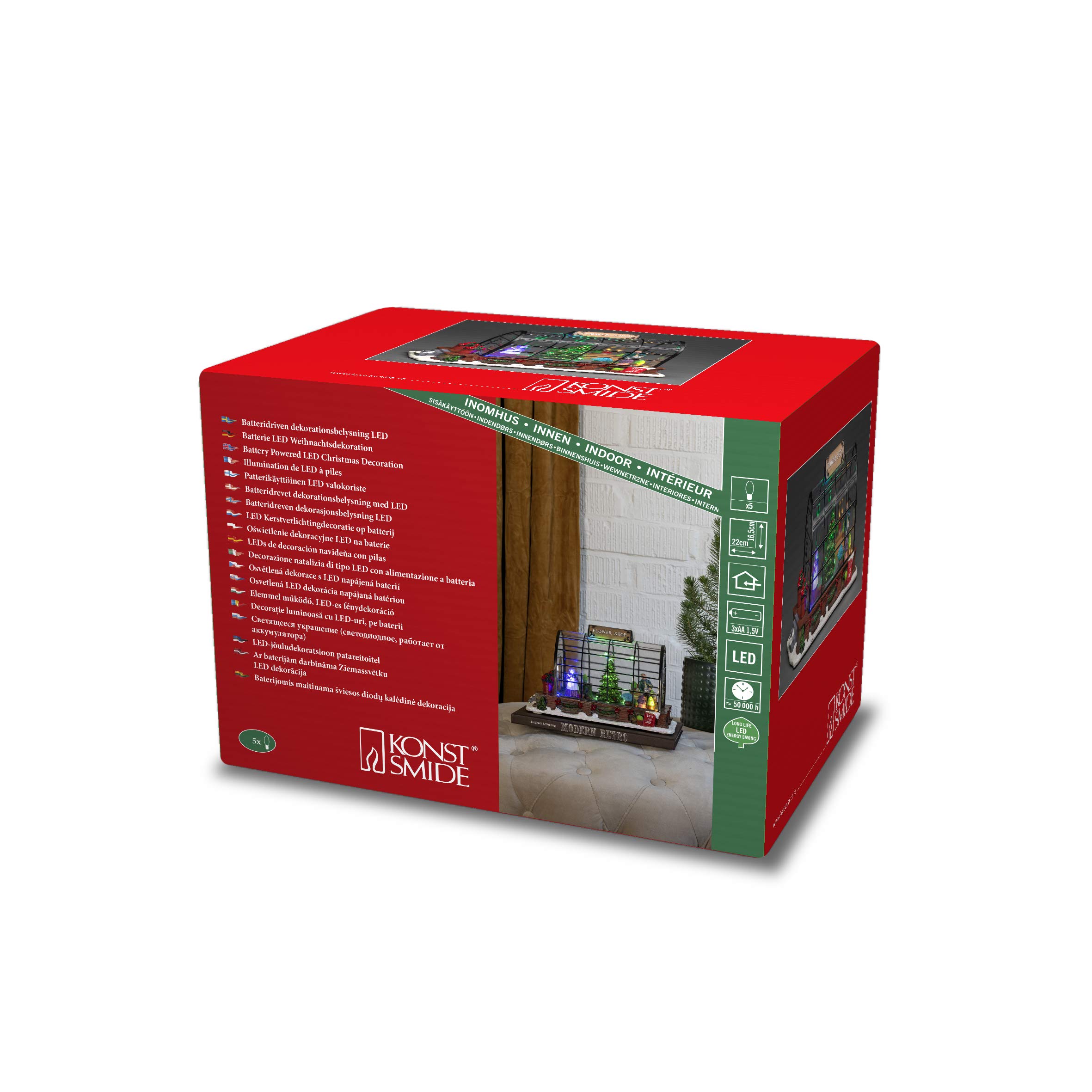 Konstsmide Christmas Lights Christmas Flower Shop Christmas Ornament Decoration/Battery Operated: 3xAAA (Excl.)/Christmas Scene Multi Coloured Diodes,4206-000