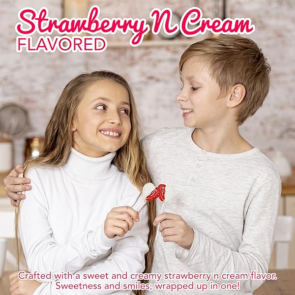 4E’S NOVELTY 38 PACK VALENTINES DAY HEART SHAPED LOLLIPOPS BULK INDIVIDUALLY WRAPPED, STRAWBERRY & CREAM FLAVORED, SUCKERS FOR SCHOOL VALENTINES PARTY FAVORS, VALENTINES CANDY FOR KIDS CLASSROOM EXCHANGE