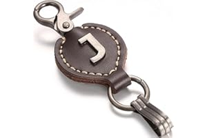 MARINO AVENUE Leather Keychain For Men, Single Letter Alphabet with Easy Clasp