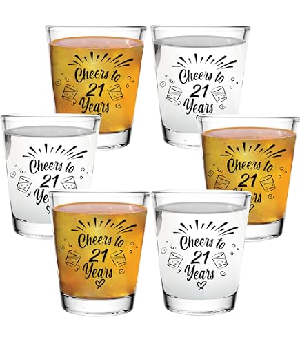 Birthday Gifts For Men SAIAOKJ 21st Shot Glass, Happy 21st Birthday Gifts For Her - Celebrate Turning 21, 2Pack 1.75Oz Funny Happy 21 Birthday Decorations Ideas For Women, Friend, Daughter, Sister, Co-Worker