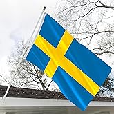 Swedish Flag 3x5 Double Sided Sweden Flags for Outdoor 3 Ply 200D Heavy Duty Polyester and Durable Canvas Header