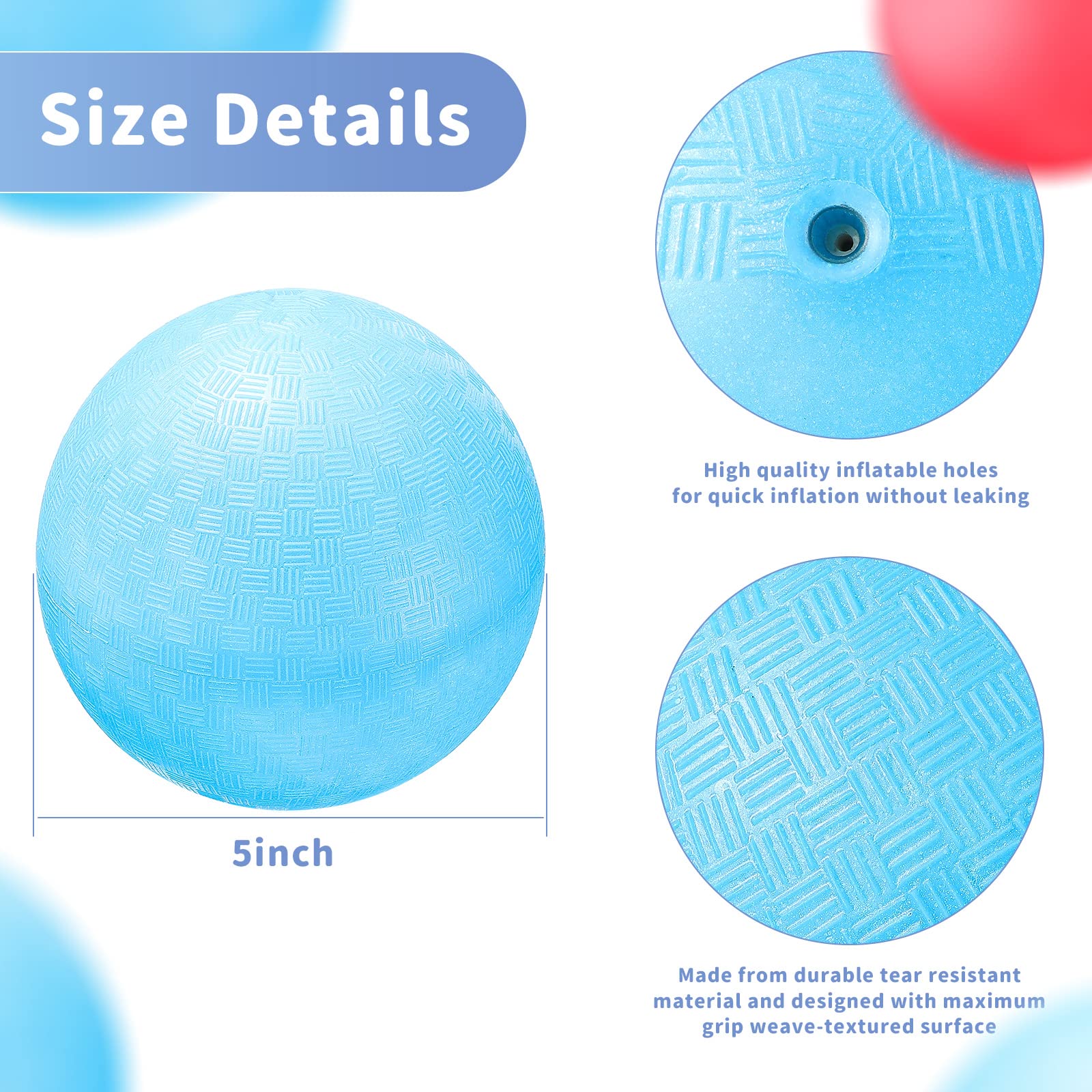 Civaner 2 Pack of 5 Inch PVC Made Dodgeball Balls, Red Blue, Suitable for Kids Outdoor Play, Exercise, Yoga