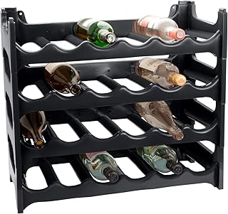ARTECSIS Weinregal stapelbar Kunststoff für 24 Flaschen, stabiles leichtes Flaschenregal für Keller, Gastronomie und Lagerraum, modular erweiterbare Flaschen- und Weinlagerung, Anthrazit