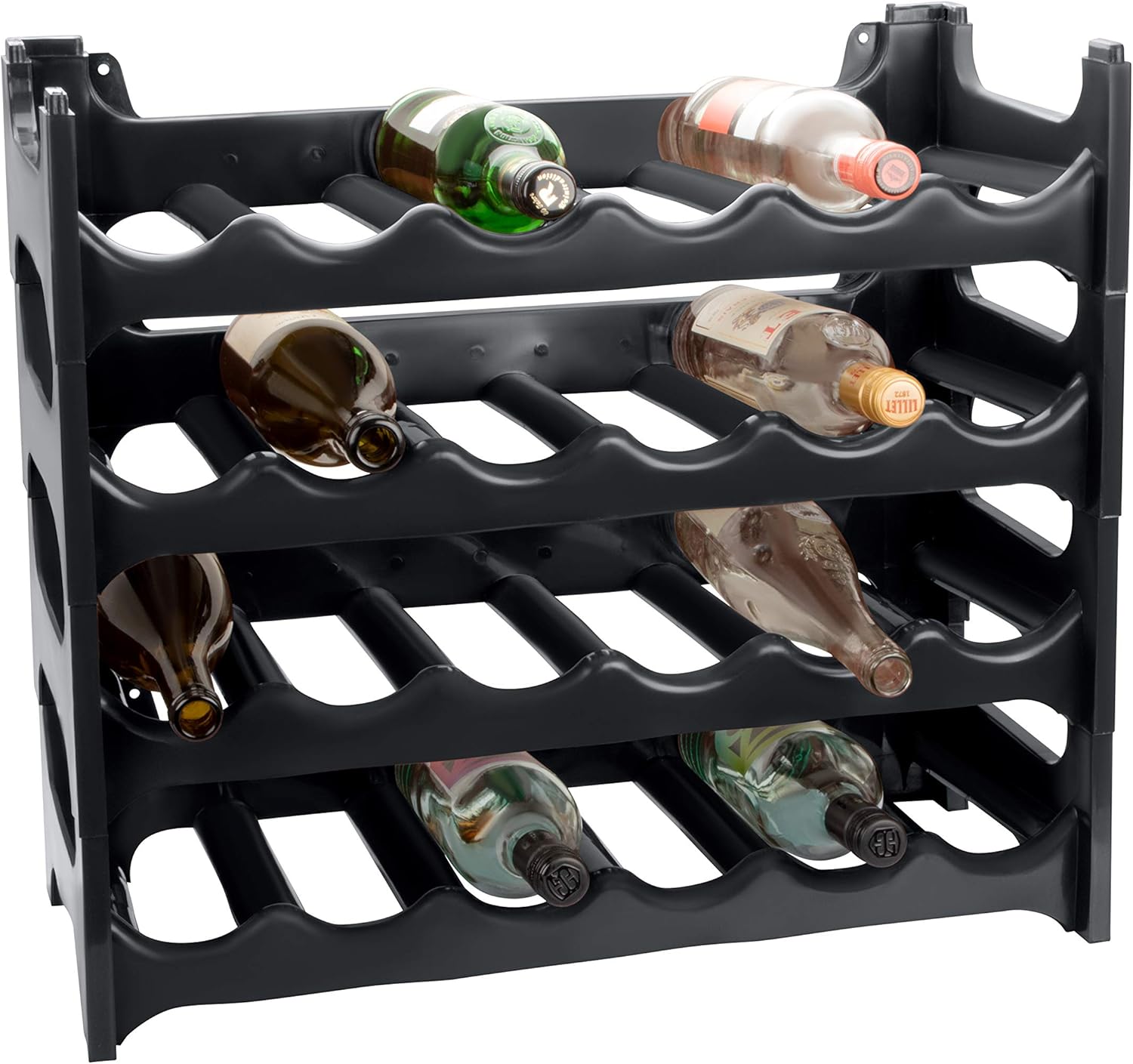 ARTECSIS Weinregal stapelbar Kunststoff für 24 Flaschen, stabiles leichtes Flaschenregal für Keller, Gastronomie und Lagerraum, modular erweiterbare Flaschen- und Weinlagerung, Anthrazit