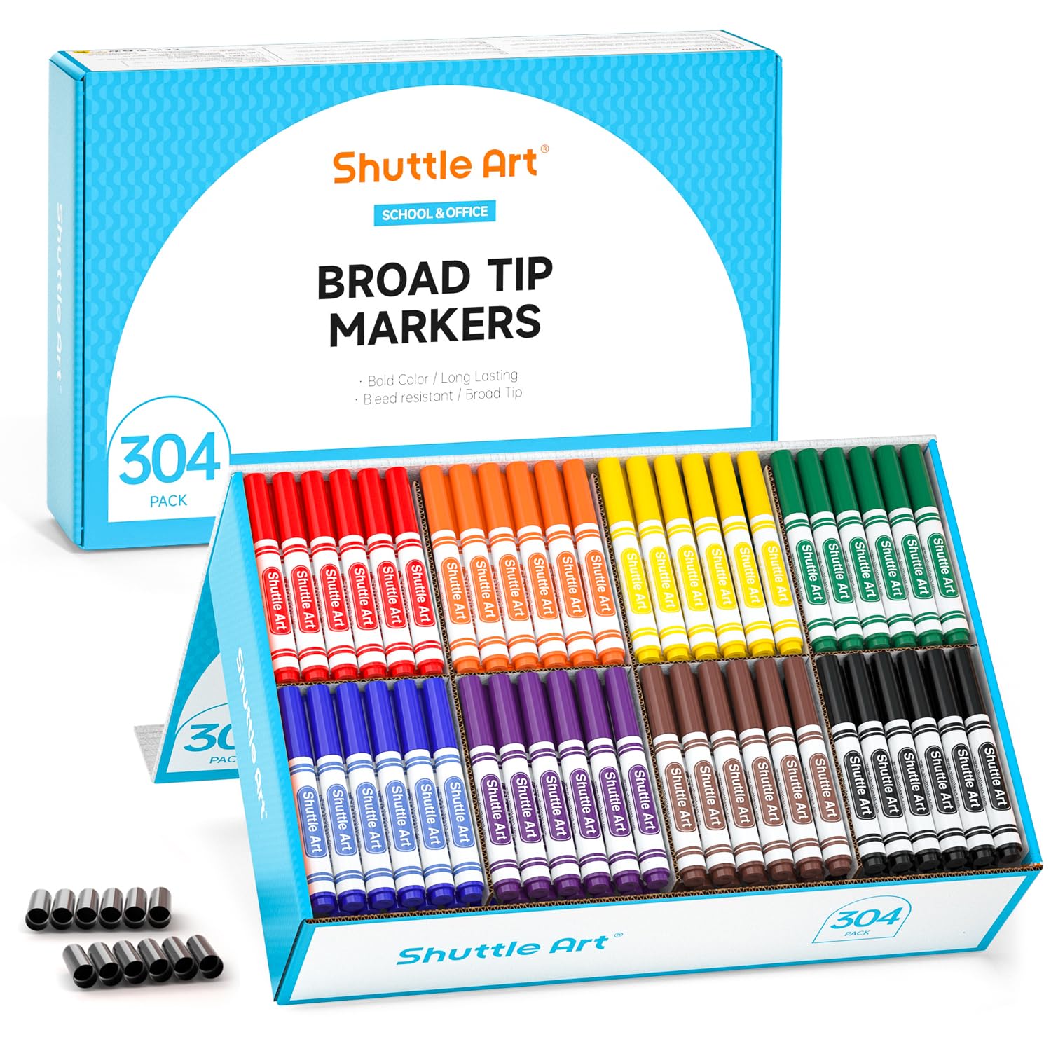 Shuttle Art 304 Pack Markers Bulk, 16 Assorted Colors Broad Line Classpack Markers, Classroom School Supplies for Teachers Kids — image 1
