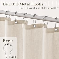 Beige Linen 78 Inch Shower Curtain Extra Long