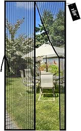 YRH Magnetic Fly Screen Door 90x210cm Black Heavy Duty Mesh Self-Sealing Buckles